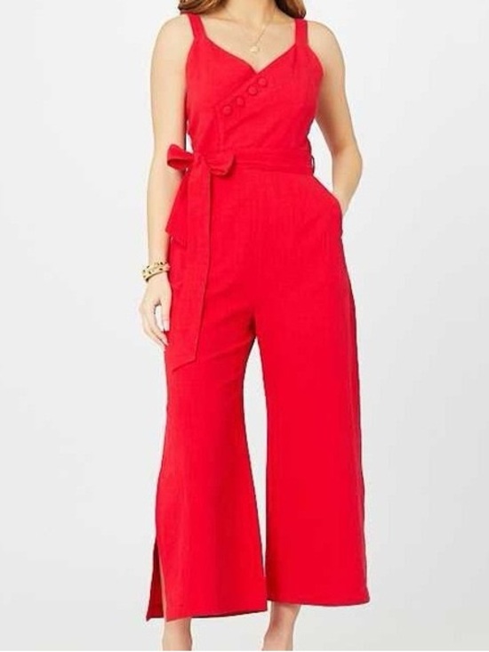 Altar'd State Pants - Altar'd State Red Textured Wide-Leg Jumpsuit